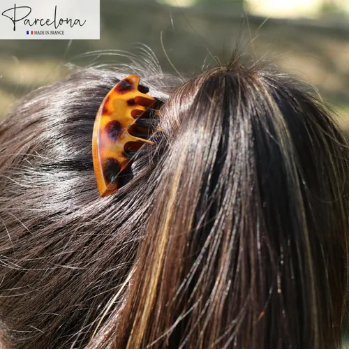 Vista 2 de Parcelona Peines de pelo laterales entrelazados con carcasa ligera de 2 3/4 Juego de 2 puntas flexibles de cinco puntas para cabello fino y medio