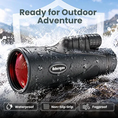Vista 8 de Monocular compacto de 12 x 52 para adultos de alta potencia con visión Prisma BAK4, lente FMC, con adaptador de teléfono, trípode, correa de mano