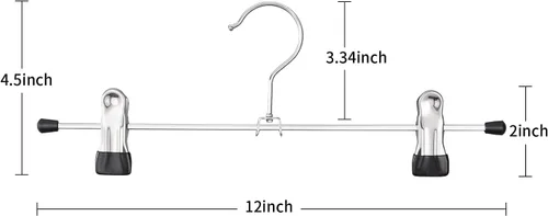Vista 6 de Perchas para pantalones con clips, paquete de 12 perchas ajustables para mujer, antideslizantes, pantalones cortos, perchas para pantalones