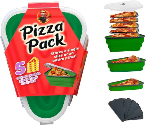 Vista 25 de El Paquete de Pizza Perfecto™ - Contenedor Reutilizable de Almacenamiento de Pizza con 5 Bandejas de Servicio Aptas para Microondas - Contenedor