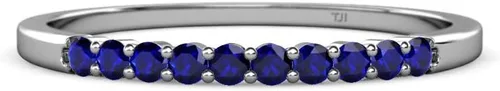 Vista 3 de Ronda azul zafiro 14 ctw 10 piedras mujeres anillo de boda apilable 14K oro