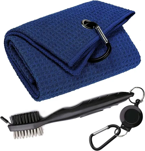 Vista 15 de Toallas de Golf, Toalla de Golf de Microfibra con Patrón Waffle Tri-fold - Kit de Herramientas de Cepillo con Limpiador de Ranuras del Club, con 2