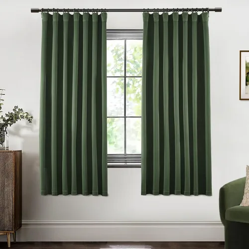 Vista 85 de SHINELAND Cortinas opacas de 102 pulgadas para sala de estar, cortinas opacas con pestaña trasera de 102 pulgadas de largo para dormitorio