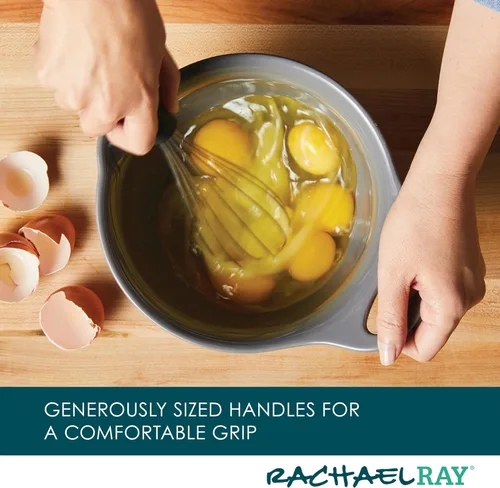 Vista 5 de Rachael Ray Ceramics - Juego de cuencos para mezclar con boquilla de vertido, 1 cuarto de galón y 2 cuartos de galón, color gris oscuro