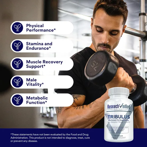 Vista 4 de Research Verified® Tribulus Terrestris - 1500mg- 95% Furostanol Saponinas, 5% Bioperine® - 60 Cápsulas - 1 Botella