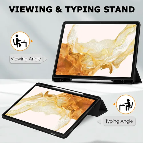 Vista 5 de NINKI Funda para Galaxy Tab S10 Plus 2024 / Galaxy Tab S9 Plus/Galaxy S9 FE Plus Funda con soporte, soporte para lápices, apagado y encendido Negro