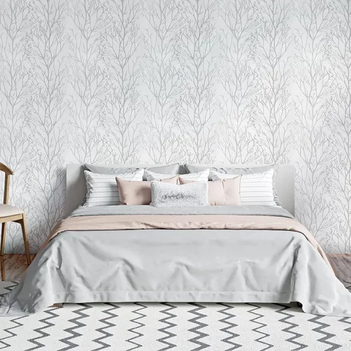 Vista 4 de Okydoky Treetops - Papel tapiz autoadhesivo de madera, blanco, extraíble, impermeable, vinilo, 17.3 x 78.7 pulgadas, LW5178-2
