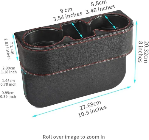 Vista 2 de Organizador Multifuncional para Asiento de Coche con Soporte para Tazas, Teléfono y Botella Negro