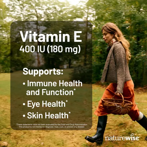 Vista 2 de NatureWise Vitamina E 400 UI Cápsulas blandas (180 mg DL-Alpha) - Libre de lácteos, gluten y soja, suplemento dietético antioxidante sin OGM