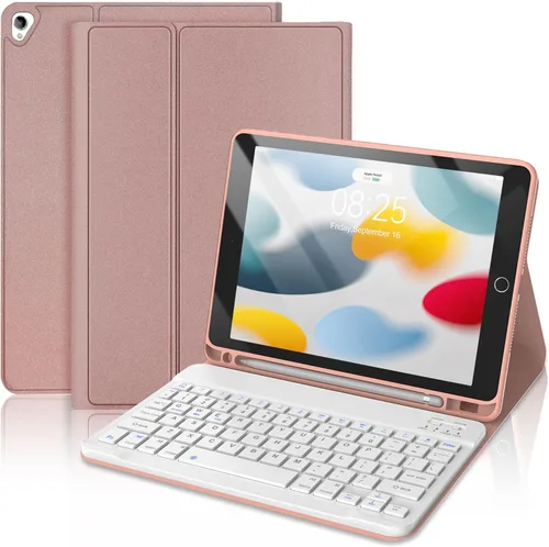 Vista 12 de Funda con teclado táctil para iPad de 9ª/8ª/7ª generación de 10.2 pulgadas, Pro 10.5, Air 3ª generación, funda inteligente con soporte para lápices