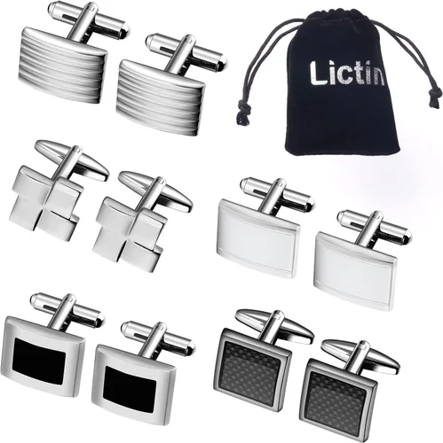 Lictin Gemelos para hombre, gemelos para hombre, juego de gemelos de esmoquin de acero inoxidable, joyas para hombres o accesorios para negocios,