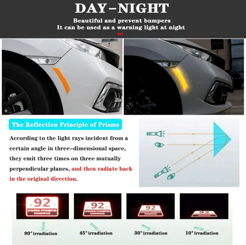 Vista 2 de 2 unidades de calcomanías reflectantes para marca lateral de parachoques de coche, accesorios exteriores automotrices para reflector de guarda
