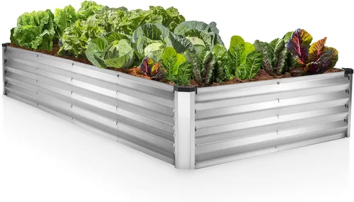 Vista 14 de Plant & Plot Camas de jardín elevadas galvanizadas para exteriores/ Jardinera elevada de 6 x 3 x 1 pie para jardinería, verduras, flores, caja