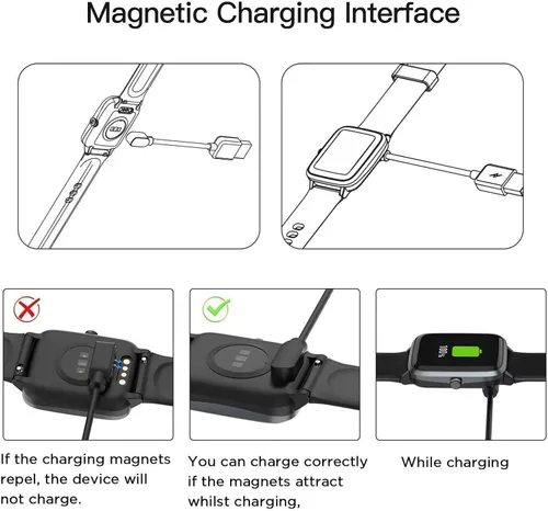 Vista 7 de Paquete de 2 cargadores de reloj inteligente con cable de carga de datos USB universal de 2 pines, cargador magnético compatible