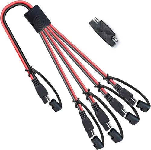 Vista 7 de OYMSAE SAE 1 a 4 Cable de Extensión de Desconexión Rápida, 1 Adaptador de Polaridad SAE Inversa, para Automotriz, Enchufe SAE de Panel Solar