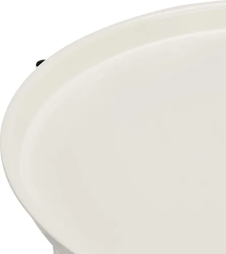 Vista 5 de Amazon Basics Mesa auxiliar redonda de almacenamiento, mesa auxiliar con cesta de tela, blanco/gris jaspeado, 17.7 pulgadas de largo x 17.7 pulgadas