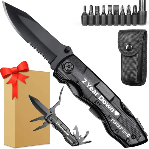 Regalos de amor para el segundo aniversario para hombres, él, marido, cuchillo multiherramienta, regalos prácticos de aniversario de 2 años para él,