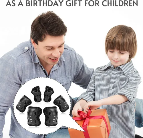 Vista 6 de Rodilleras para niños/jóvenes, coderas, muñequeras, equipo de protección, para patines infantiles, bicicleta de ciclismo, patinaje, patinaje