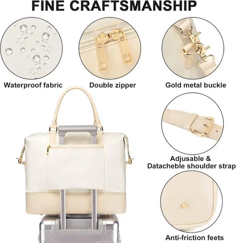 Vista 4 de BTOOP Bolsa de viaje de fin de semana para mujer, bolsa de transporte para hospital con compartimento para zapatos