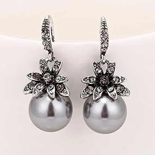 Vista 3 de Pearl earrings S925 sterling silver pearl pendant earrings for women