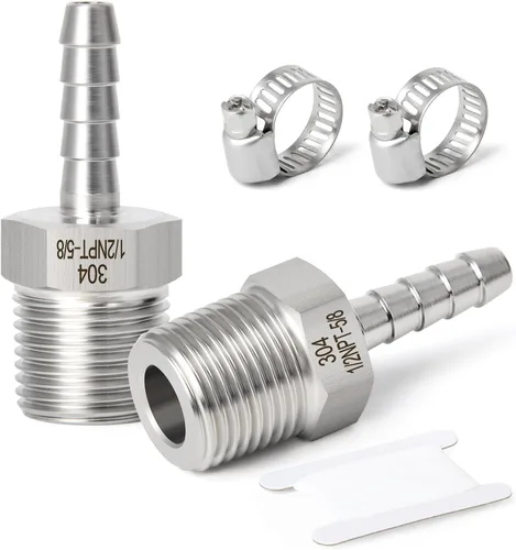 Vista 87 de TAISHER 1 pieza de forja de acero inoxidable 304 de accesorios de manguera de aire, accesorios de púas de manguera de 1 pulgada x 1/2 pulgadas