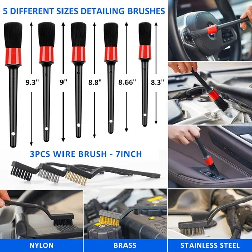 Vista 5 de AUTODECO Kit de limpieza para auto de 41 piezas Kit de limpieza y detalle interior con aspiradora de mano de alta potencia, cubo plegable