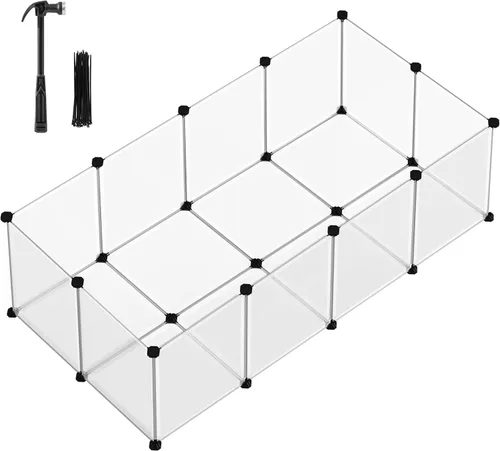 Vista 11 de SONGMICS ULPI016BH01 - Jaula para conejillos de indias de 2 niveles, jaula para conejos, corralito de animales pequeños con alfombrilla impermeable