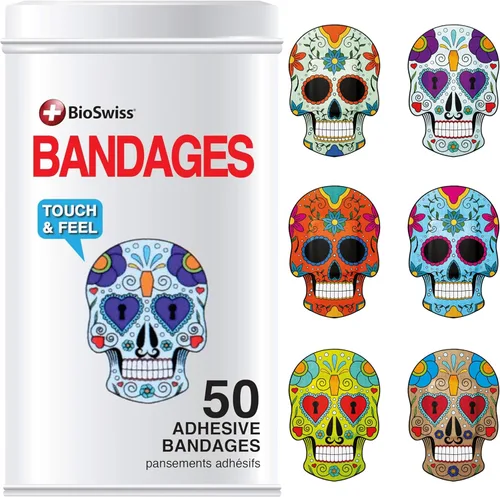 Vista 13 de BioSwiss Vendajes, juego de vendajes autoadhesivos en forma de alienígena de Halloween, sin látex, cuidado de heridas estériles, 24