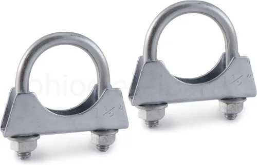 Vista 5 de Silenciador/abrazadera de escape de alta resistencia de 1-1/4 pulgadas - Estilo de sillín con perno en U - Zinc (paquete de 2)