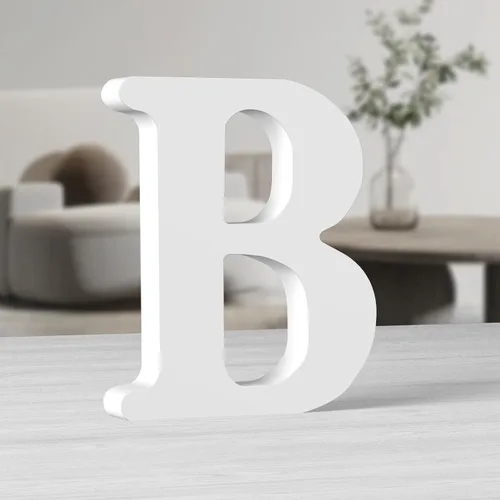 Vista 24 de AOCEAN Letras de madera grandes blancas de 10 pulgadas, letras de madera sin terminar para decoración de pared, letras decorativas de pie