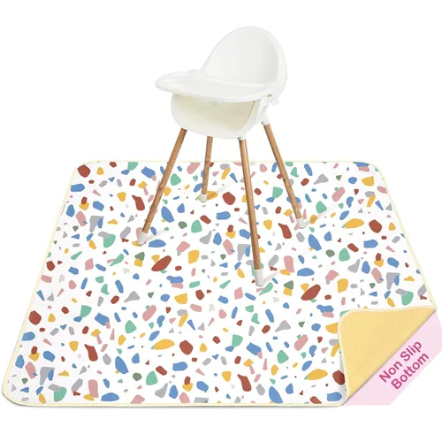 Vista 21 de Basumee Tapete para silla de bebé, impermeable, para debajo de la silla alta, tapete para atrapar alimentos para silla alta, tapete para silla alta