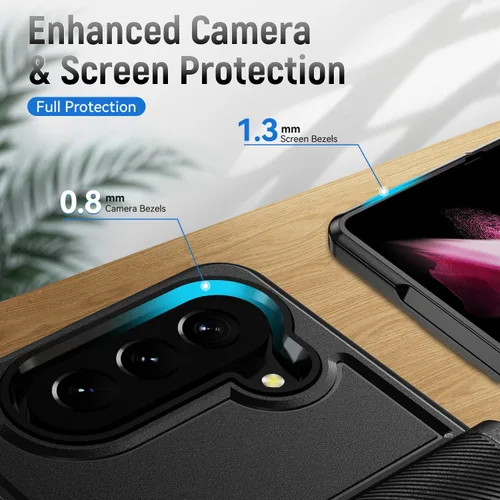 Vista 5 de Funda para Samsung Galaxy Z Fold 5 con anillo de soporte, imán de sujeción agradable a la piel, de alto valor, para Samsung Galaxy Z Fold 5, funda