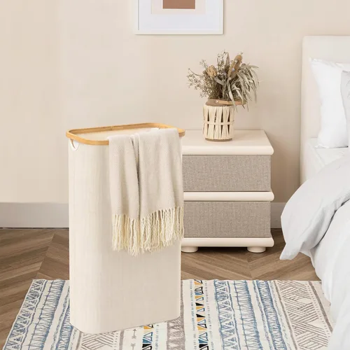 Vista 6 de HBlife 60L Slim Laundry Hamper with Lid and Removable Inner Bag, Narrow Collapsible Dirty Clothes Basket for Bathroom, Bedroom and Laundry Room