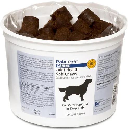 Masticables suaves para articulaciones caninas (120 unidades) - Suplemento para articulaciones de glucosamina y MSM para perros - Alivio del dolor