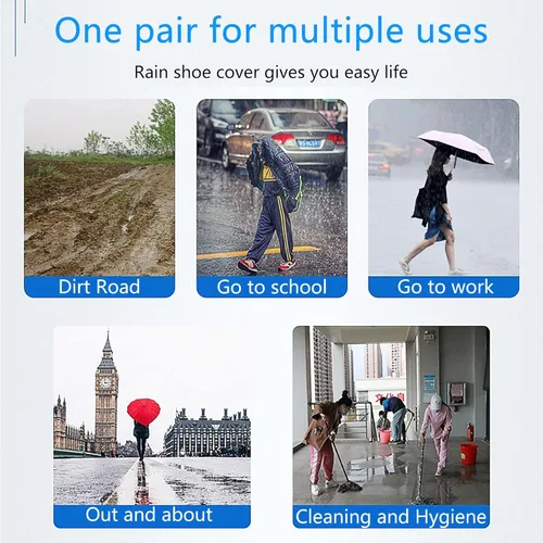 Vista 3 de SooGree Fundas impermeables para zapatos de lluvia para hombre, reutilizables, plegables, con reflector, antideslizante, protector de zapatos