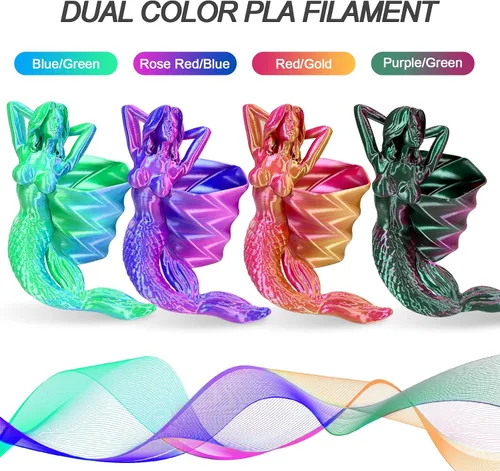 Vista 2 de Yousu Seda de Doble Color Filamento PLA para 3D Impresora Filamento Coextrusión PLA Multicolor Filamento PLA 1.75mm (± 0.03 mm) Compatible