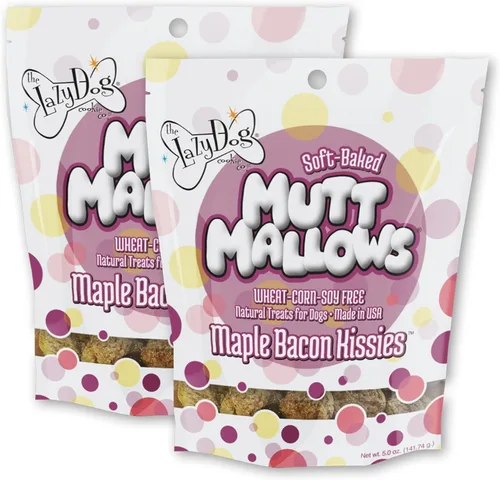 The Lazy Dog Cookie Co. Golosinas suaves para perros, Mutt Mallows Maple Bacon Kissies, para perros pequeños, medianos y grandes, sin trigo,