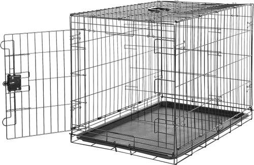 Vista 14 de Amazon Basics - Jaula para perros duradera y plegable de alambre metálico con bandeja, puerta doble, 36 x 23 x 25 pulgadas, negro