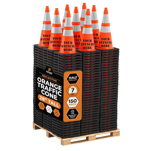 Vista 127 de Xpose Safety Conos de tráfico naranjas de 28 pulgadas con collares de 6 y 4 pulgadas, 1 paquete – Cono de seguridad de plástico PVC multiusos