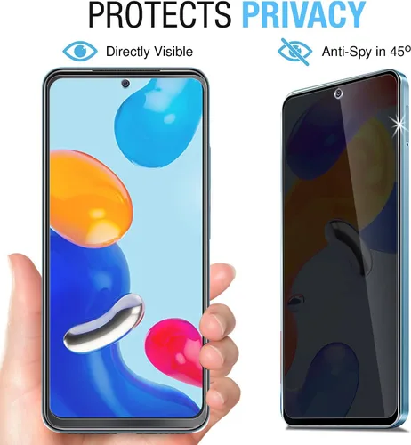 Vista 2 de [Paquete de 2+2] MOOISVS para Xiaomi Redmi Note 11 4G/Redmi Note 11S 4G Protector de pantalla de vidrio templado de privacidad (2 paquetes) +