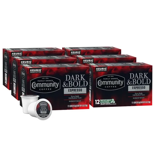 Vista 12 de Community Coffee Dark & Bold Espresso Roast - 12 cápsulas de café tostado extra oscuro, compatible con cafeteras Keurig 2.0 K-Cup, 12