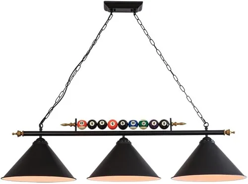 Lámpara de mesa de billar de 3 luces, iluminación colgante retro vintage para isla de cocina, lámpara industrial moderna de pantalla negra mate,