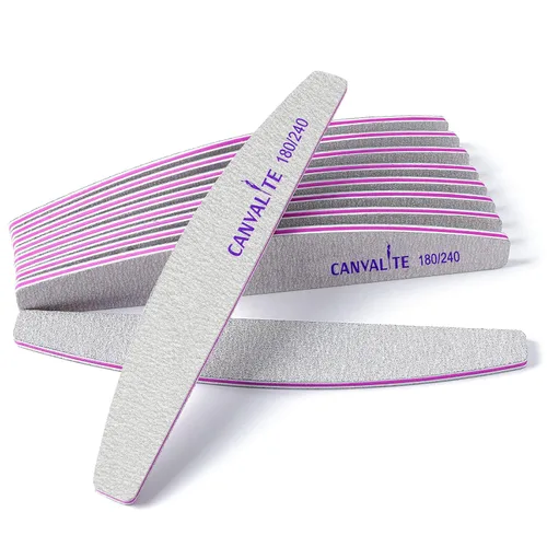 Vista 15 de Canvalite 10 limas de uñas profesionales reutilizables de doble cara (grano 100/180), herramientas de peinado de uñas para uso doméstico y de salón