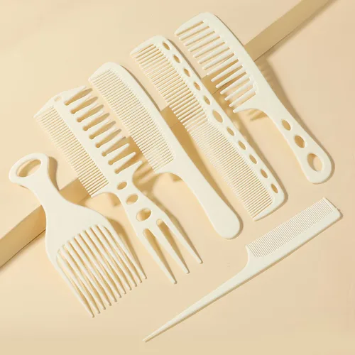 Juego de peine desenredante de dientes anchos planos - Juego de 6 peines para peinar el cabello - Peines antiestáticos para Quiff, Pompadour,