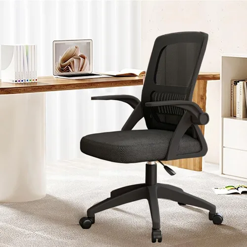Vista 7 de Silla de Oficina para el Hogar Ergonómica con Malla Transpirable Silla de Alto Respaldo con Altura Ajustable Giratoria con Brazos Abatibles