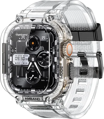 Vista 41 de amBand Bands - Funda protectora de pantalla compatible con Apple Watch Ultra 3/2/1 de 1.732 pulgadas, correa resistente M1 Sport Series y película