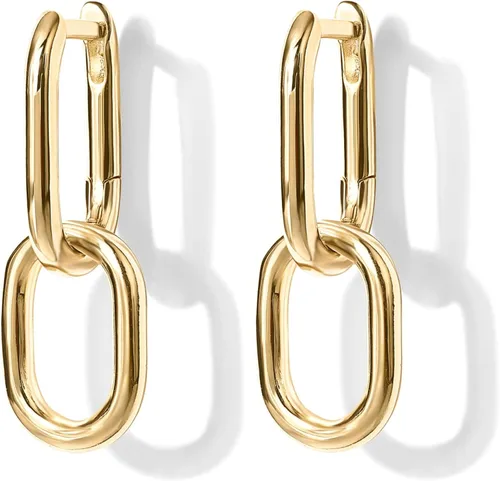 Vista 3 de PAVOI 14K Gold Convertible Link Earrings for Women Paperclip Link Chain Earrings Drop Dangle Earrings