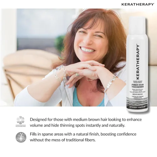 Vista 5 de Keratherapy Spray espesante de fibra con infusión de queratina, marrón medio, 4 onzas líquidas, 4.7 fl oz – Laca para el cabello voluminizadora