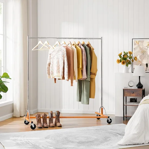Vista 4 de Hoctieon Z Rack, percheros rodantes con base en Z, perchero de ropa resistente, percheros para colgar ropa, perchero portátil para ropa, perchero