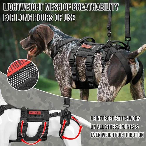 Vista 4 de OneTigris Arnés de Elevación Transpirable para Perros de Tamaño Grande y Mediano, Eslinga para Perros Grandes Pata Trasera, Soporte de Cadera